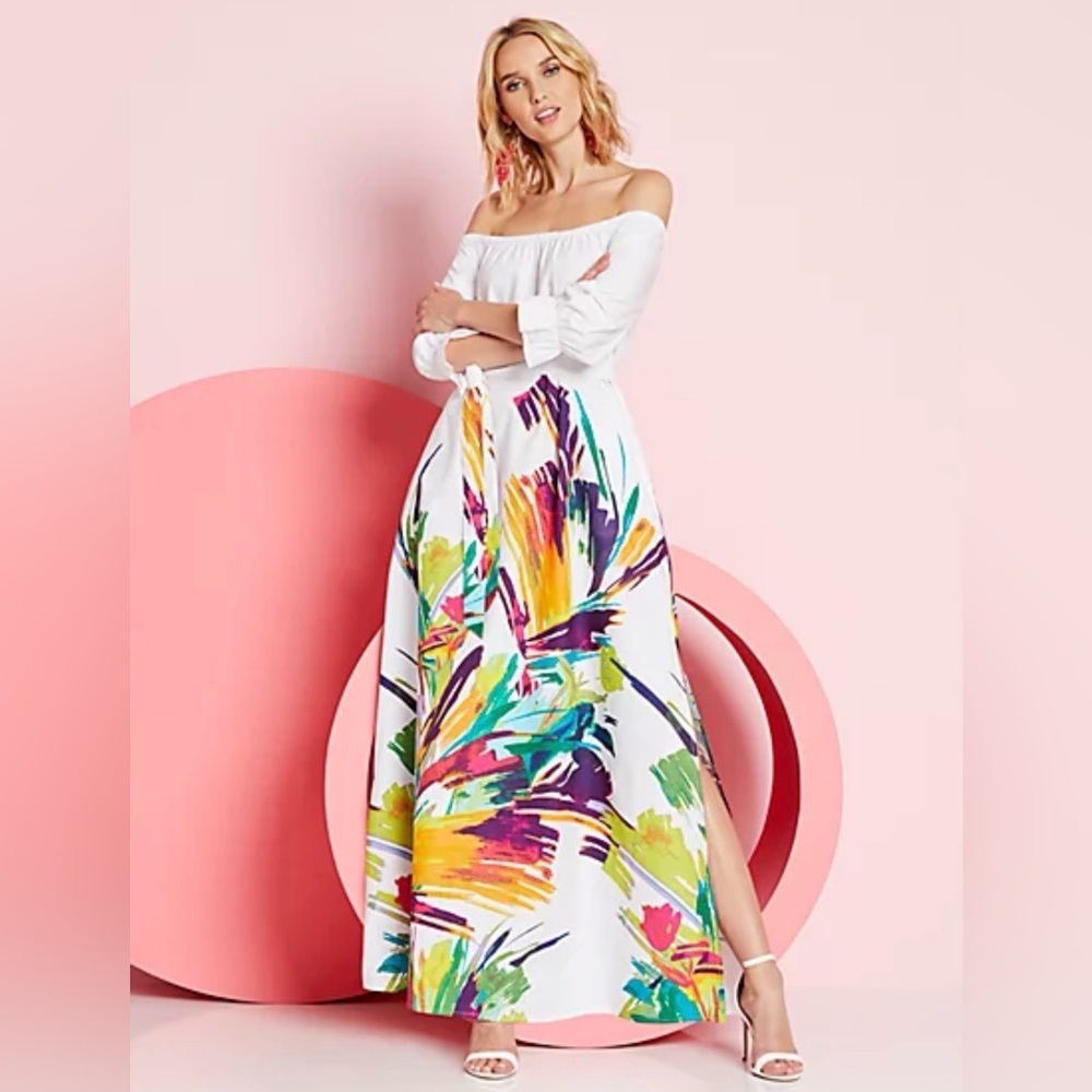 New York & Company white floral print maxi dress,